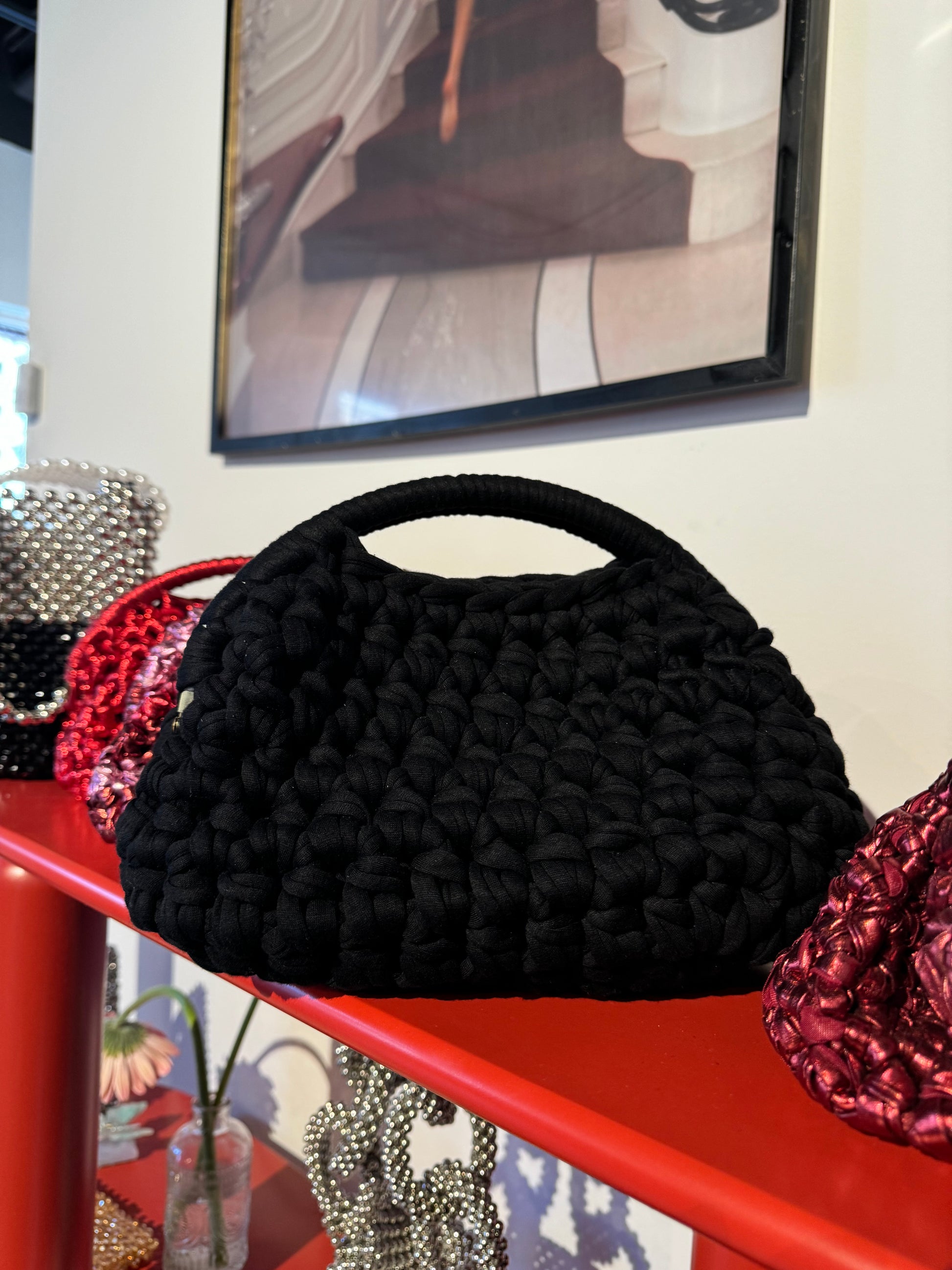Black tricot clutch
