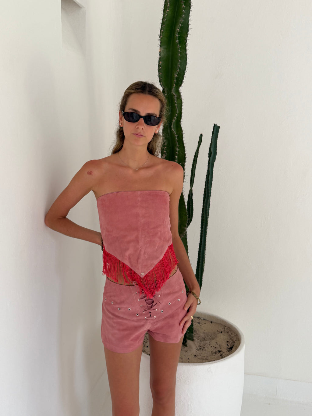 Suede bandana pink