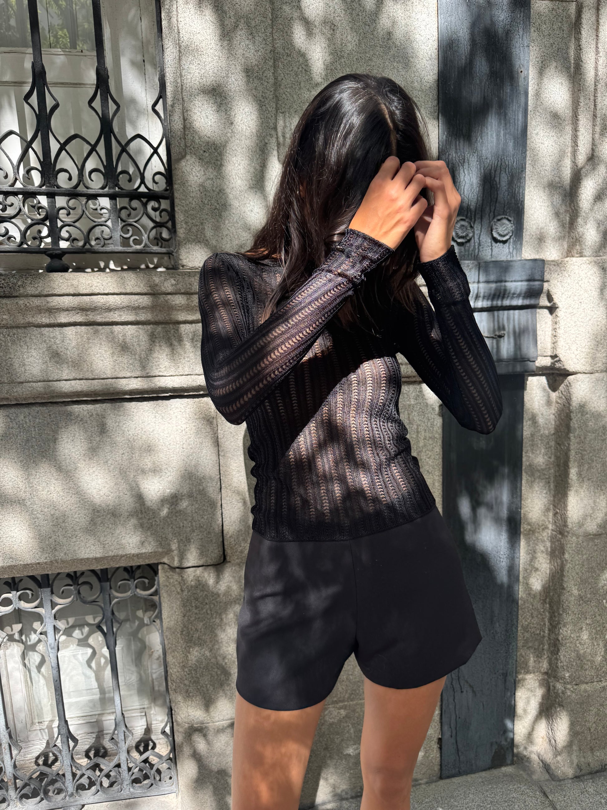Black knit top
