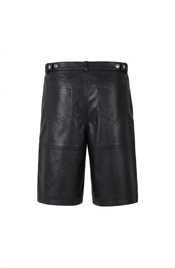 Callie Leather Bermuda Shorts Black