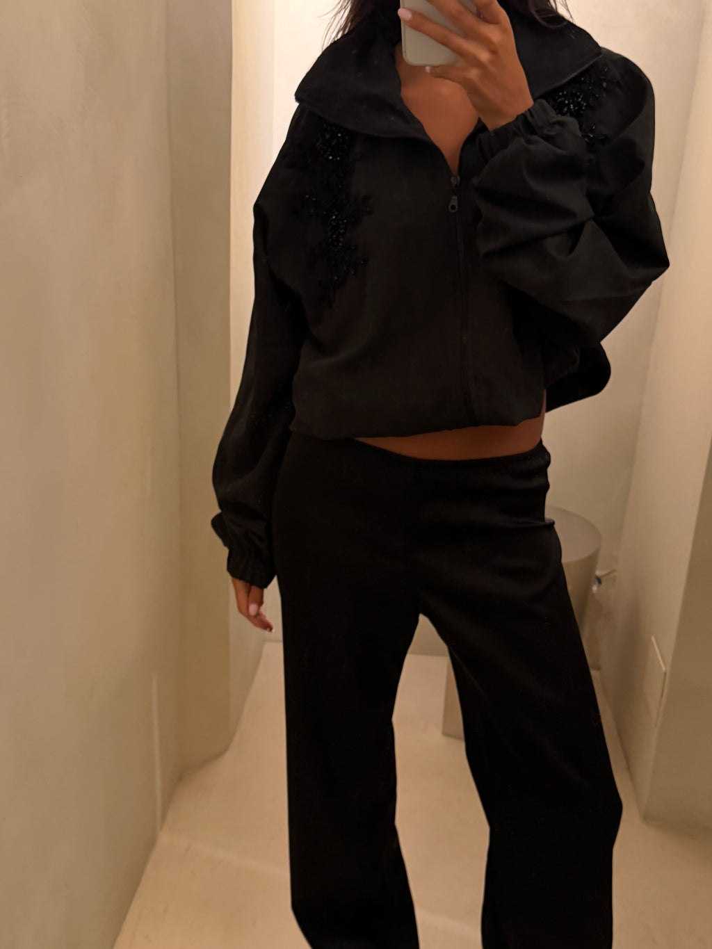 Embellished track jacket black