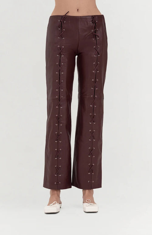 Adrian Leather Pants Burgundy