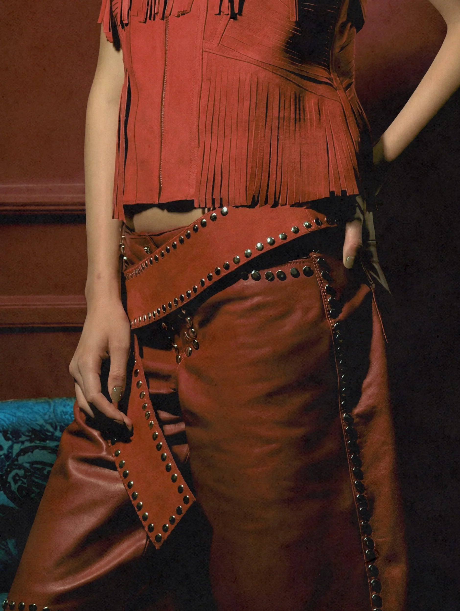 Liam Suede Belt Red