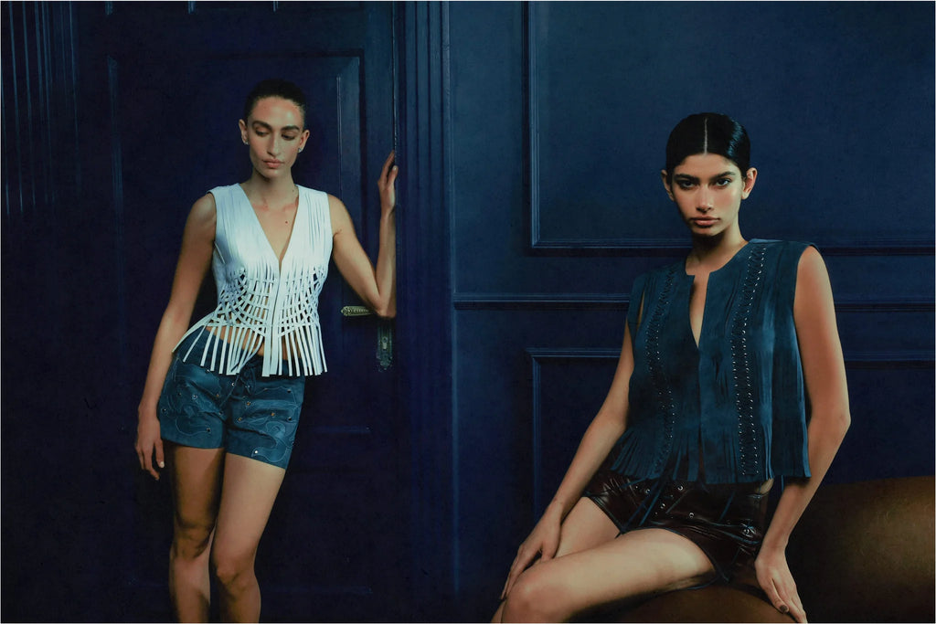 Jason Suede Laser-Cut Shorts Blue