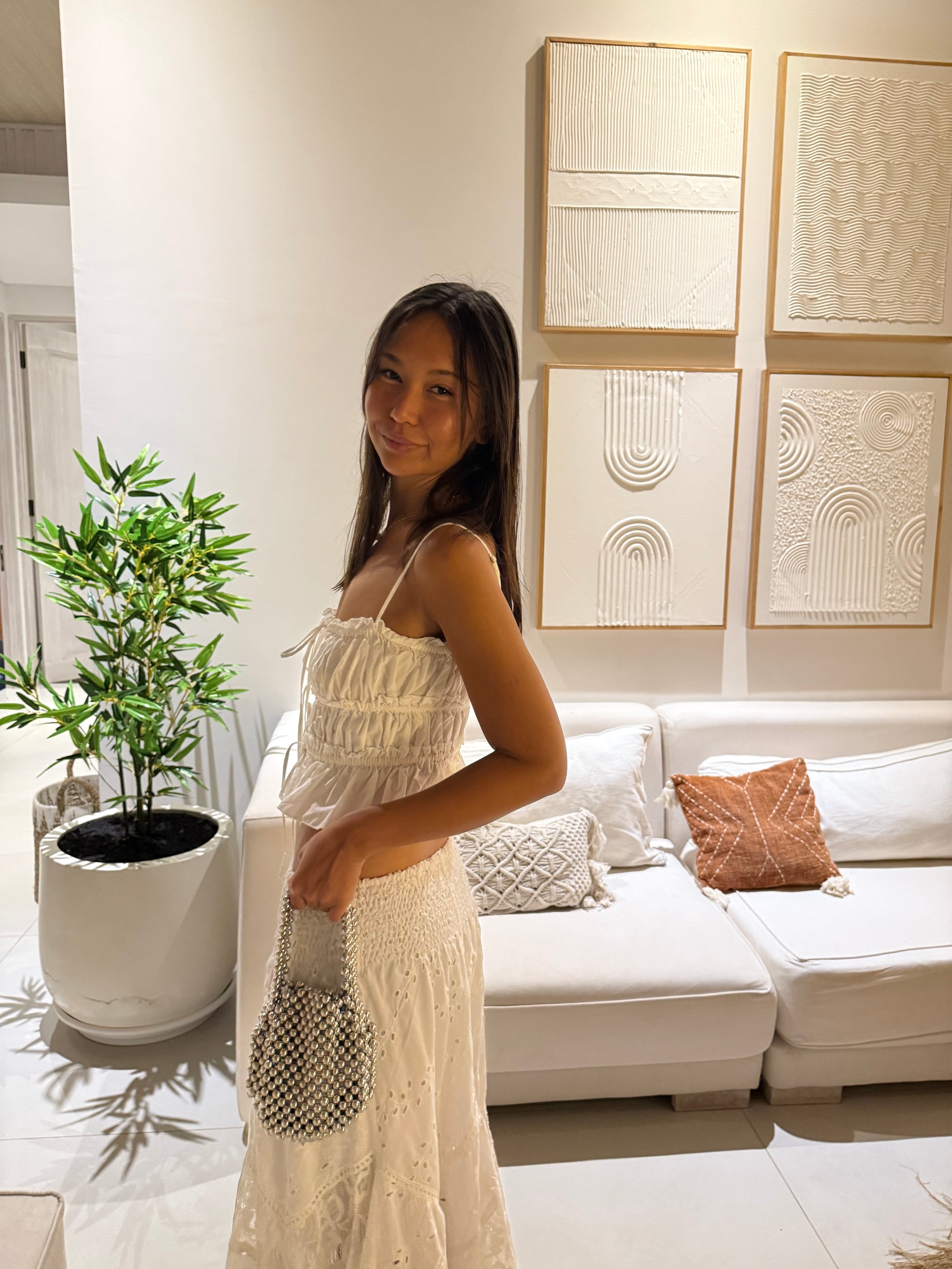 Silver beaded bag