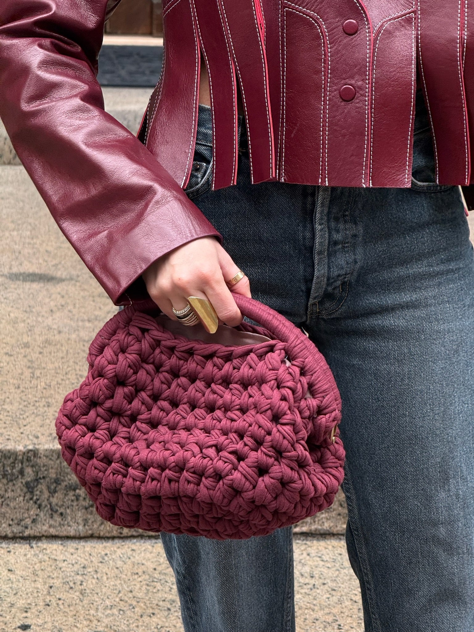 Burgundy clutch
