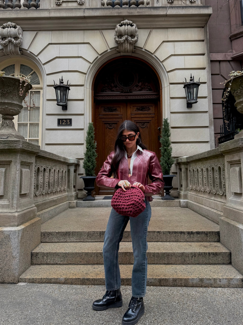 Burgundy leather jacket