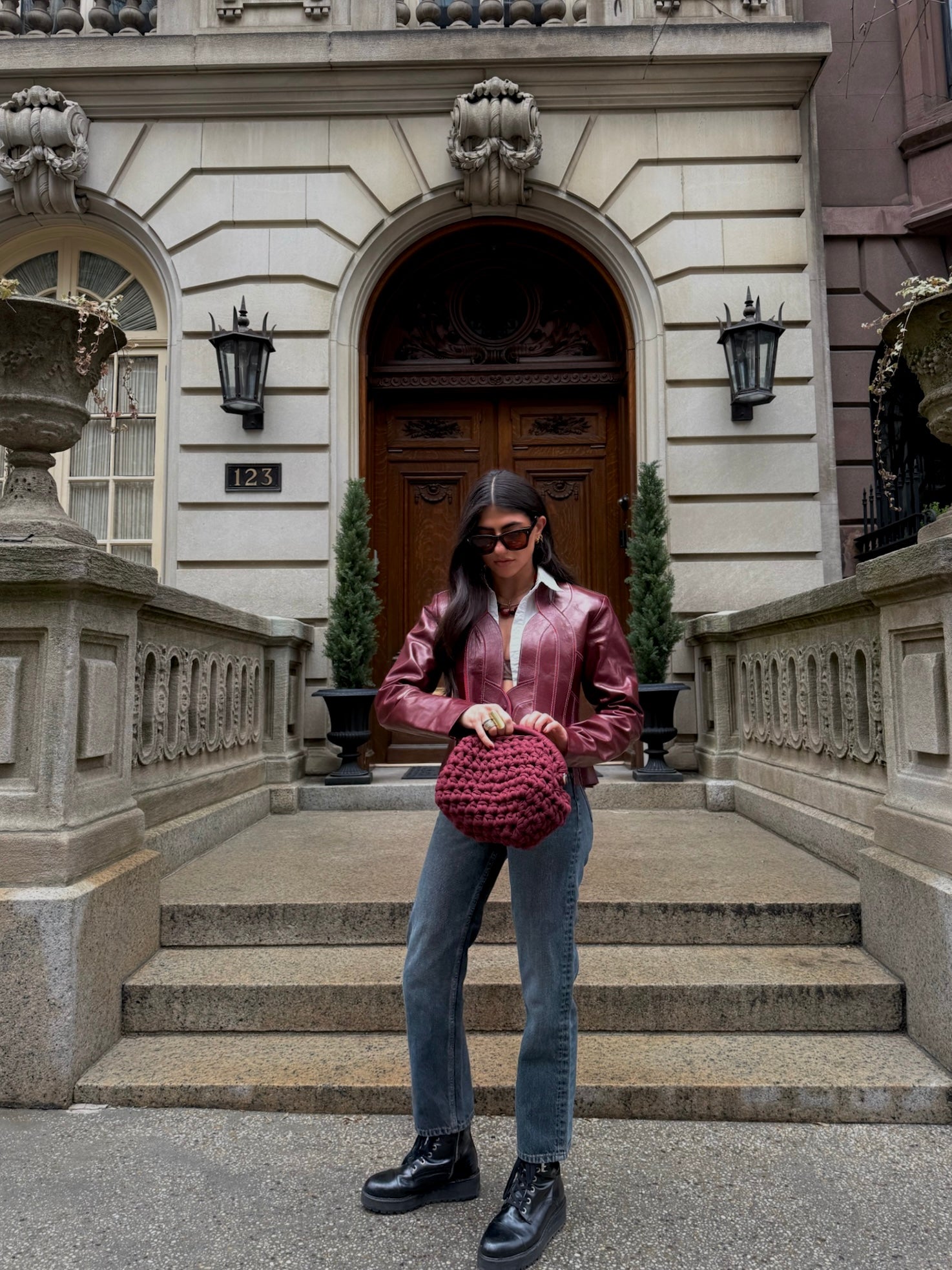 Burgundy leather jacket