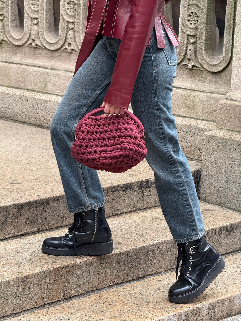 Burgundy clutch