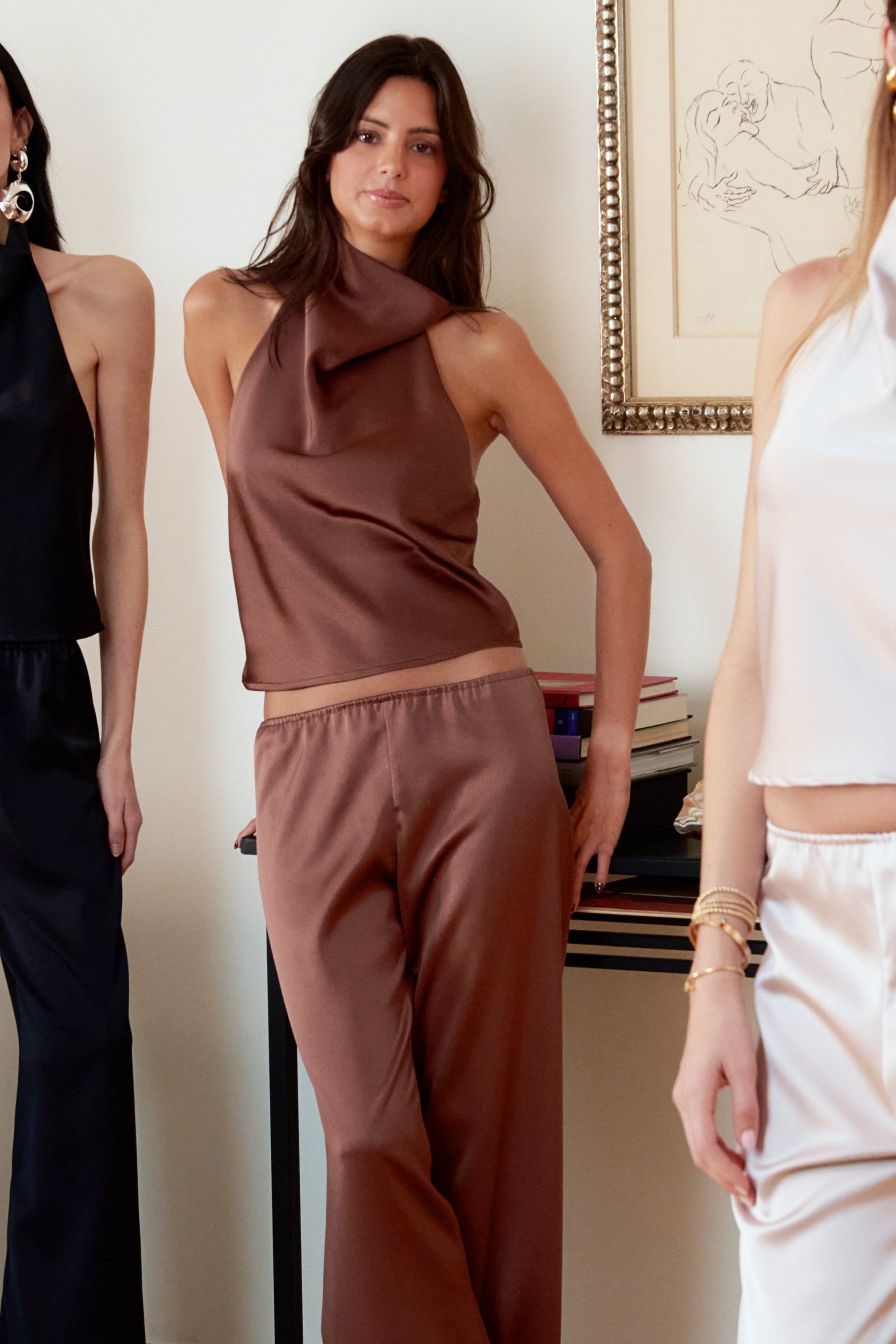 Lucia satin set brown