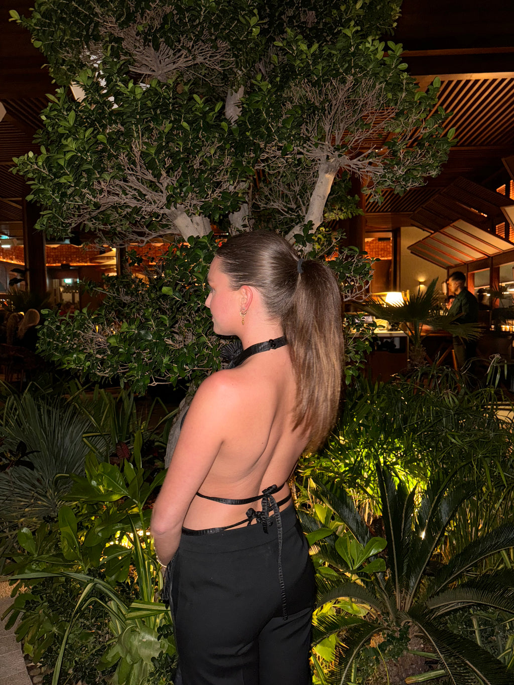 Black pleaded top