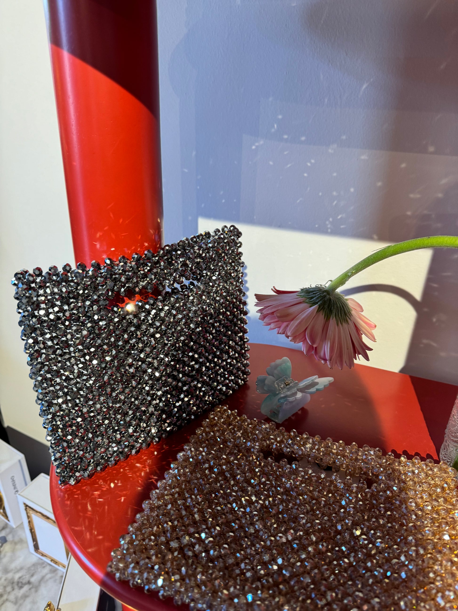 Gold beaded clutch