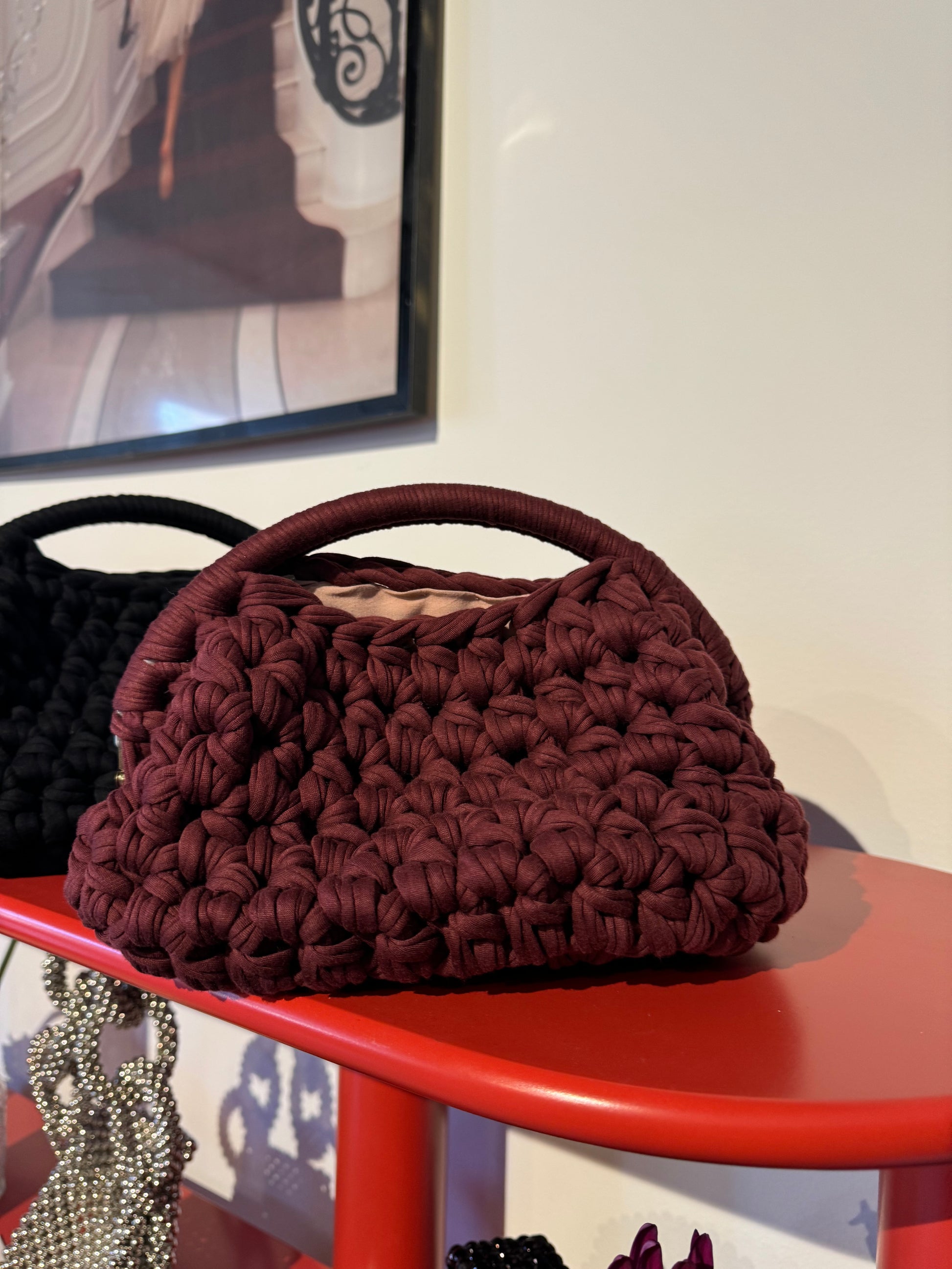 Burgundy clutch