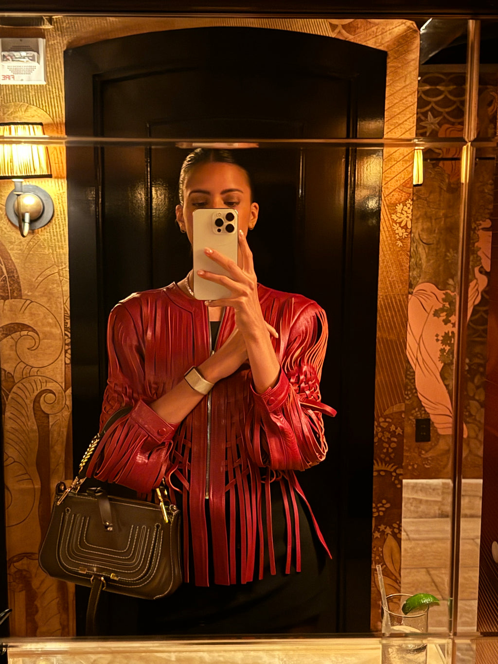 Red leather jacket