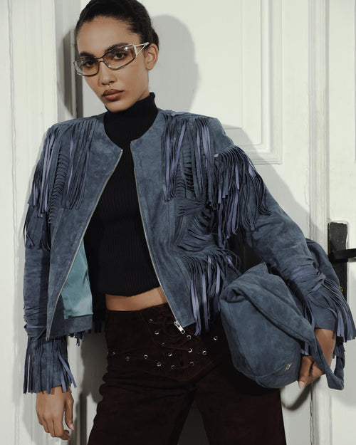 Aurora suede jacket blue